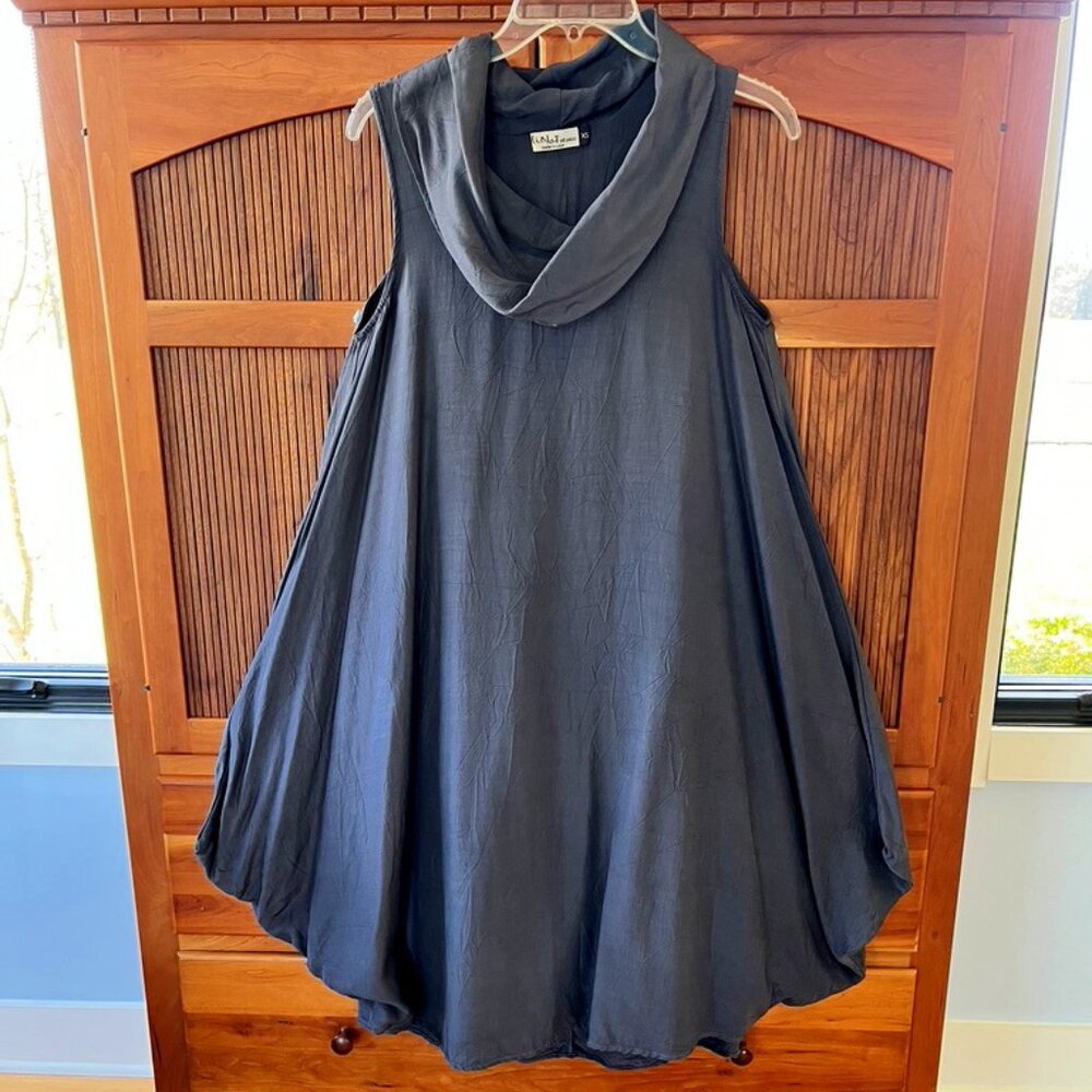 Unique Chalet et ceci Gun Metal Grey Cowl Neck Dress